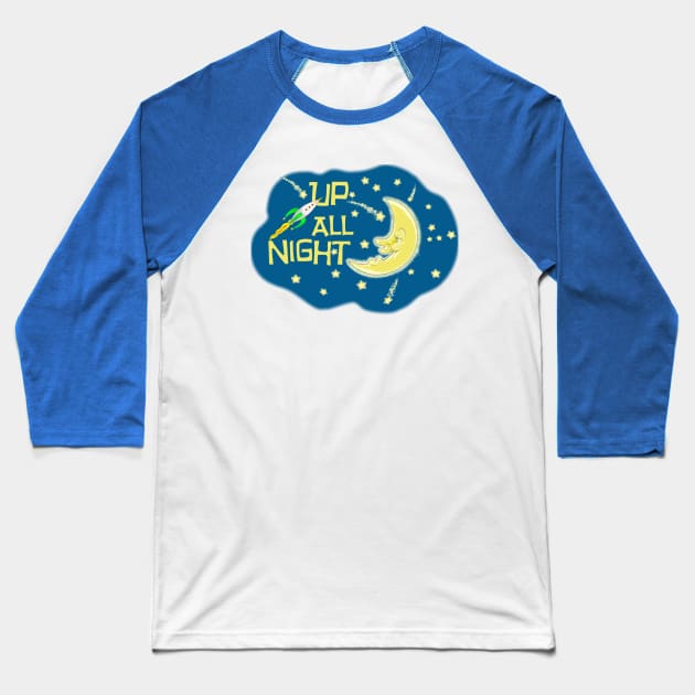 Up All Night Baseball T-Shirt by Toonicorn